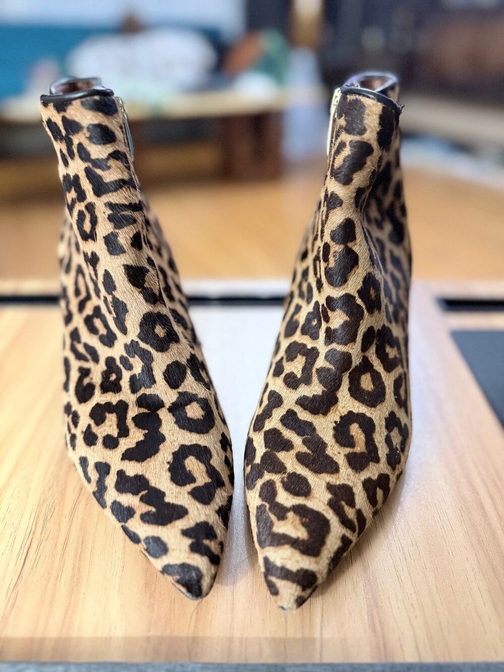 Franco Sarto Domingo Leopard Calf Hair Ankle Boots 7